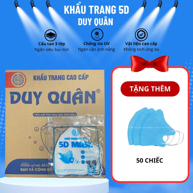 TÚI TRƠN 600 CHIẾC TẶNG 50 CHIẾC KHẨU TRANG 5D DUY QUÂN KHÁNG KHUẨN CHỐNG BỤI MỊN CHỐNG TIA UV Phụ Kiện Nam Che Mặt Voan Khuyên Tai Voi
