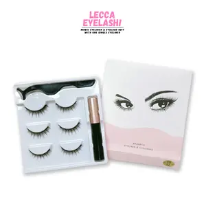Caramel - Lecca Bulu Mata Magnetic 3 Pairs Set Liquid Eyeliner Hitam Menebalkan & Magnet Eyelashes Tweezer Aksesoris Makeup Kekinian