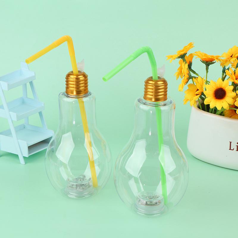 Product Introduction of 1Pc 200to500ml Creative Clear Artificial Fake Light Bulb Shaped Bottle Can Emit Light Drink Cup Juice Bottle Party Decor 26