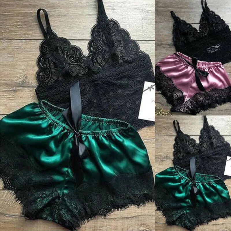 Đồ Ngủ Ren, Bộ 2 Chiếc, Áo Và Quần Đùi Đồ Lót Cho Nữ, Đồ Ngủ Babydoll, Quần Áo Ngủ