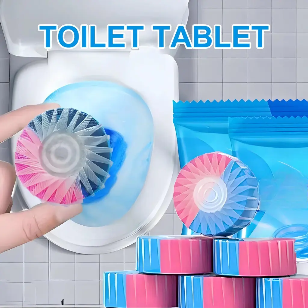 10PCS/Pack Lasting Automatic Bleach Toilet Bowl Cleaner Stain Remover Table Flush Toilet Deodorize Household Cleaning