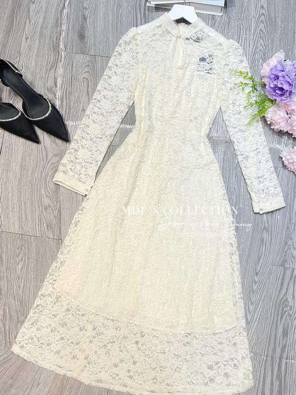 [MIỄN SHIP] MDU4403 Váy Ren Hàn 2 Lớp - Gam Màu Kem Sang Chảnh Cực Cuốn Hút Dành Cho Nữ Women Dress Tay Phồng 8