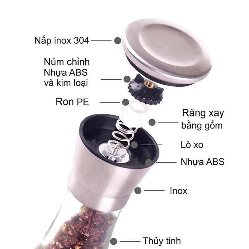 Product Introduction of Lọ Xay Tiêu Cầm Tay Thủy Tinh Nắp Inox - Cối Xay Tiêu Lưỡi Siêu Bén, Xay Hạt Đa Năng Cầm Tay - Máy Xay Tiêu Mini Đa Năng, Hũ Xay Tiêu,Bình Đựng Hạt Tiêu nhựa bền 16