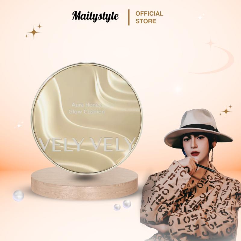 C83_ Cushion Trang Điểm Aura Honey Glow Vely Vely (Vàng) (Bản MớI ) Không Kèm Lõi Cosmetic Mỹ Phẩm