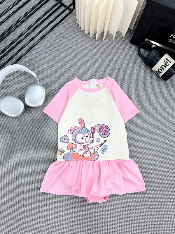QAKISD B016 Bộ đồ bơi cho bé gái , bikini bé gái họa tiết kurumi in chữ Battel 8-30kg rất cute cho các bé yêu 4