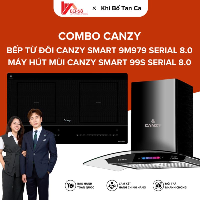 BẾP 68 X KHIBOTANCA Combo Bếp Từ Đôi CANZY CZ 9M979 8.0 + Máy Hút Mùi CANZY Cảm Biến Vẫy Tay SM99S 8.0