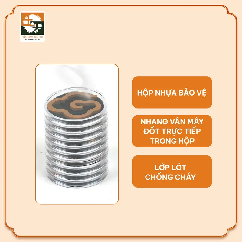 Nhang Trầm Hương Vân Mây Cao Cấp (10 Khoanh) - Tặng Bộ Trải Nghiệm Nụ Trầm Cao Cấp - Trầm Hương Thổ Thiên, Hương Thơm Tự Nhiên, Chất Liệu Cao Cấp - Dầu Thơm Phòng, Nước Hoa 4