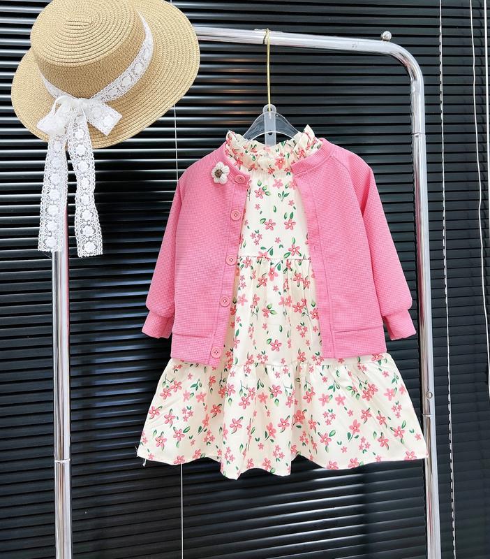 Set Váy Hồng Tiểu Thư Kèm Áo Khoác Cardigan Hoa Xinh Cho Bé - Lana Kids