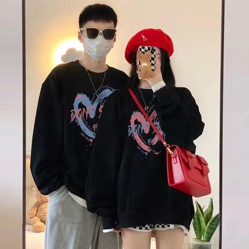 Áo Len Mùa Xuân Và Mùa Thu Cho Cặp Đôi, Một Nam Và Một Nữ, Sinh Viên Mới, Phong Cách Hàn Quốc, Áo Thun Dài Tay Dáng Rộng, Áo Khoác Ngoài, Bộ Đồ