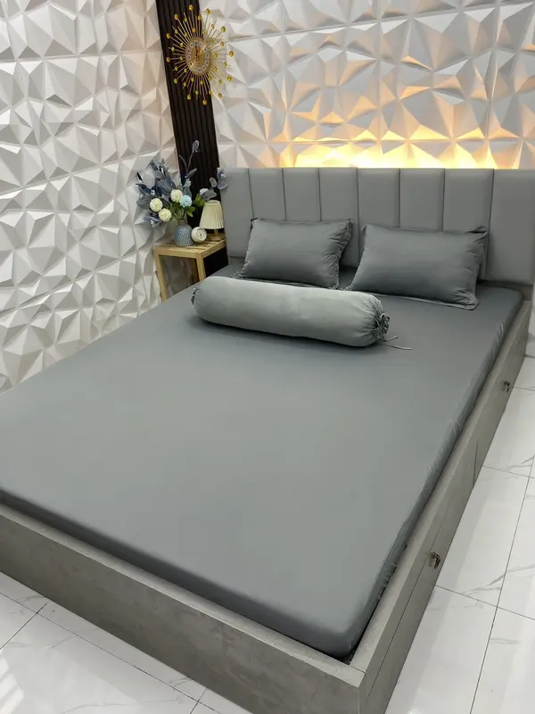 [OHAYO] Bộ ga thun lạnh 4 món 12 màu gồm: 1 ga bo chun, 2 vỏ gối nằm, 1 vỏ gối ôm 6