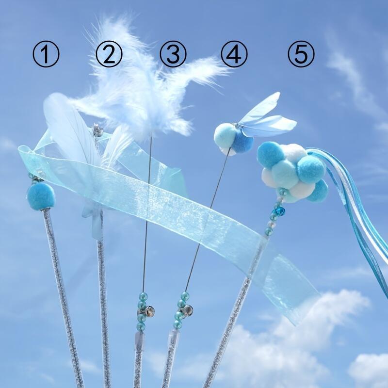 5-Piece Cat Teaser Set: Bite-Resistant Feather & Bell. Interactive Pet Supplies Must-Have! 5