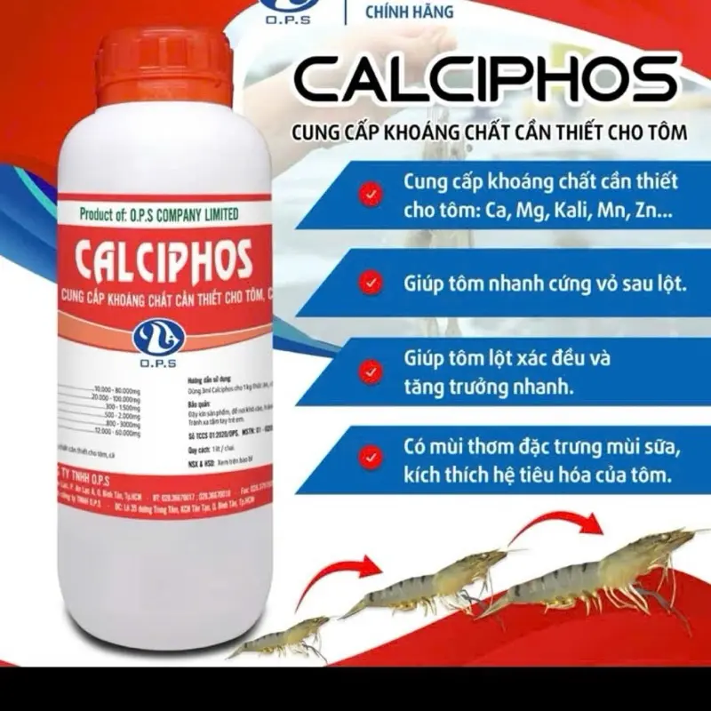 ( combo 6 chai) Caciphos 1 lít -hỗ trợ bổ sung khoáng chất cần thiết cho tôm.