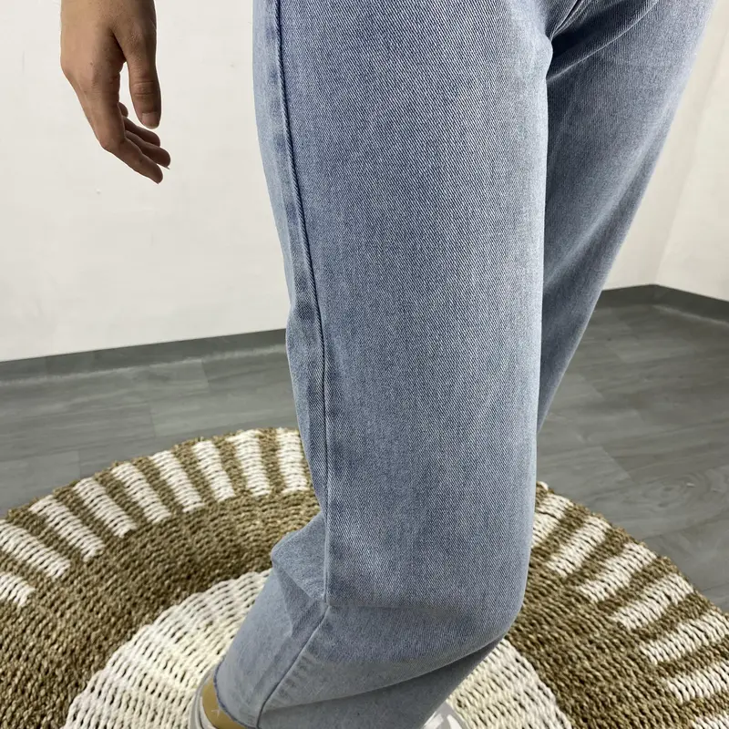 Celana Panjang Jeans Loose Hight Waist Model Denim Model Unfinished Cut HW Korean Style DFS P547 3