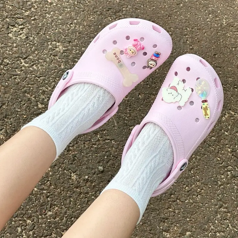 Dép Sục Cro.ss Classic Màu Hồng Dâu Hàng Chuẩn Kèm 6 jibit Nữ 8