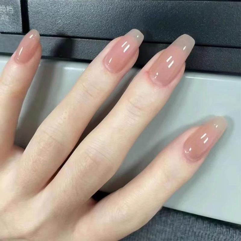 Product Introduction of 24Pcs Fake Nails Set Light Luxury Flashing False Nails French Wearable Nails Removable False Nails 19