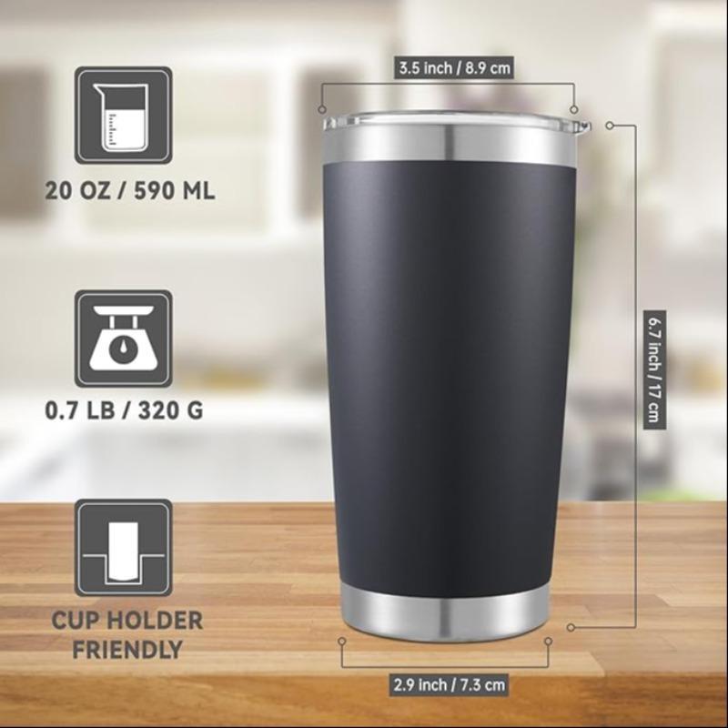 20oz Vacuum Flask, Large Capacity Stainless Steel Insulated Coffee Cup, Portable Travel Coffee Cup with Lid, Drinking Cup for Home Office, Drinkware 1