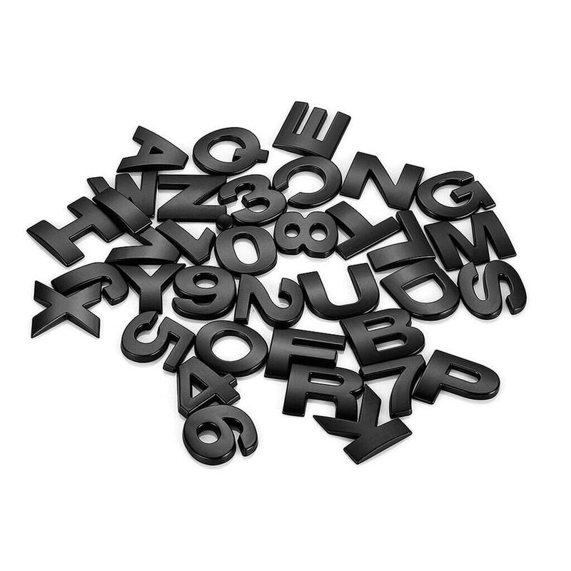 Product Introduction of 1 Pc 25mm Matt Black Metal DIY 3D Alphabet Letter Digital Number Emblem Sticker 18