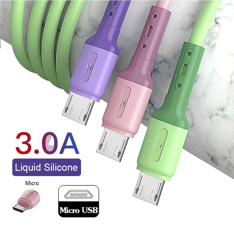 สายชาร์จ สายชาร์จเร็ว Android micro USB Cable สายชาร์จ ยาว 1 เมตร 3.0A เหมาะสำหรับหัวเวย ซัมซุง Micro USB Cable 1Meter 3.0A Support Connecting DATA A53 สีแดง เหลือง ม่วง
