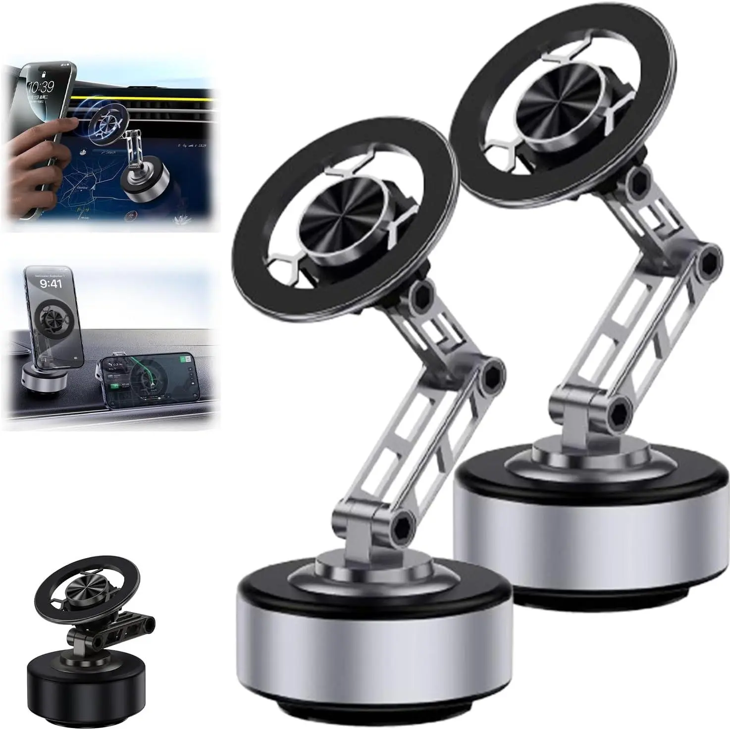Electric Vacuum Magnetic Phone Holder, Foldable Portable Vacuum Magnetic Cell Phone Holder, Adjustable 360 Rotatable Car Magnetic Phone Holder, Stand