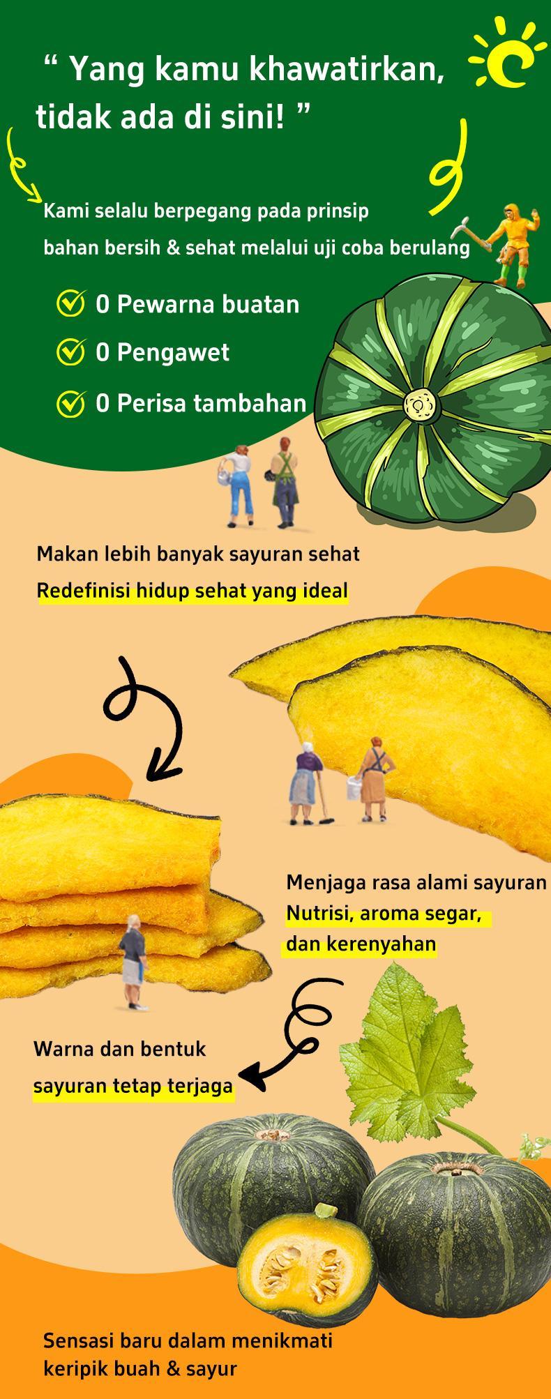 【Luckymore】HALAL Keripik Labu Renyah 62gr, Keripik Sayur, Labu Krispy, Cemilan Sehat, Keripik Sayur Labu Cemilan Rendah Kalori Camilan Manis Food Snack Bayi
