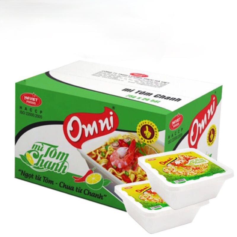 Thùng Mỳ tôm chanh Omni bát vuông ngon nhất thùng 24 bát, date mới nhất thị trường