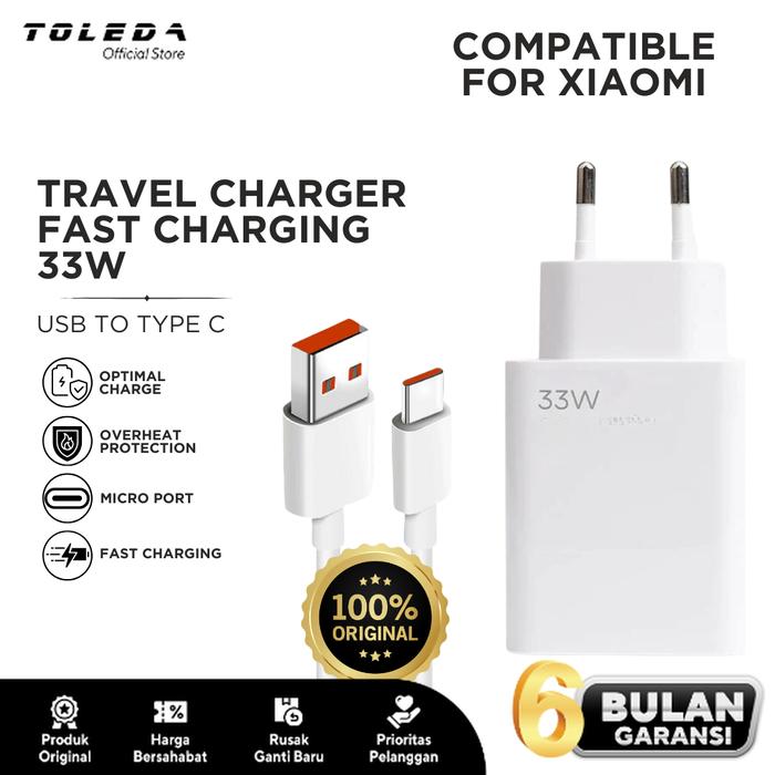 Gambar Charger Handphone Compatible For  Xiaomi 33W Power Adapter Data Kabel Type-C dari Toleda Indonesia Kota Tangerang Tokopedia