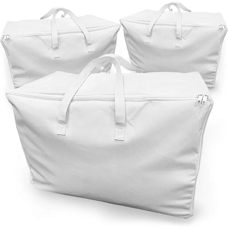 Local shipping-Eco Home Store Large Storage Bags Set of 3 White Laundry Bags UK Company Underbed Storage Bags Clothes Laundry Bags with Zips Foldable Home Organiser Clothes Storage Bags for Bedding 0