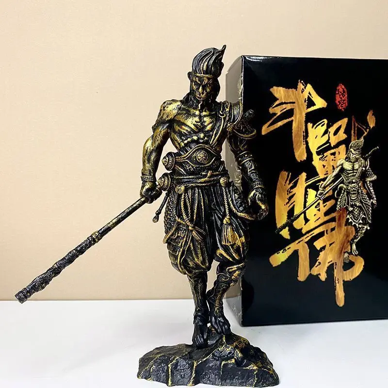 Fight to defeat Buddha Qitian Great Sage ornament resin material, black Sun Wukong Great Sage return figure study fish tank landscaping Internet celebrity gift