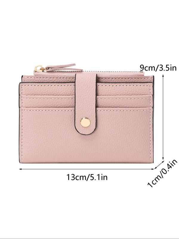 Women's Simple Plain Color Zipper Coin Purse, Casual Versatile Small Pu Card Holder, Simple All-match Purse for Daily Used 1