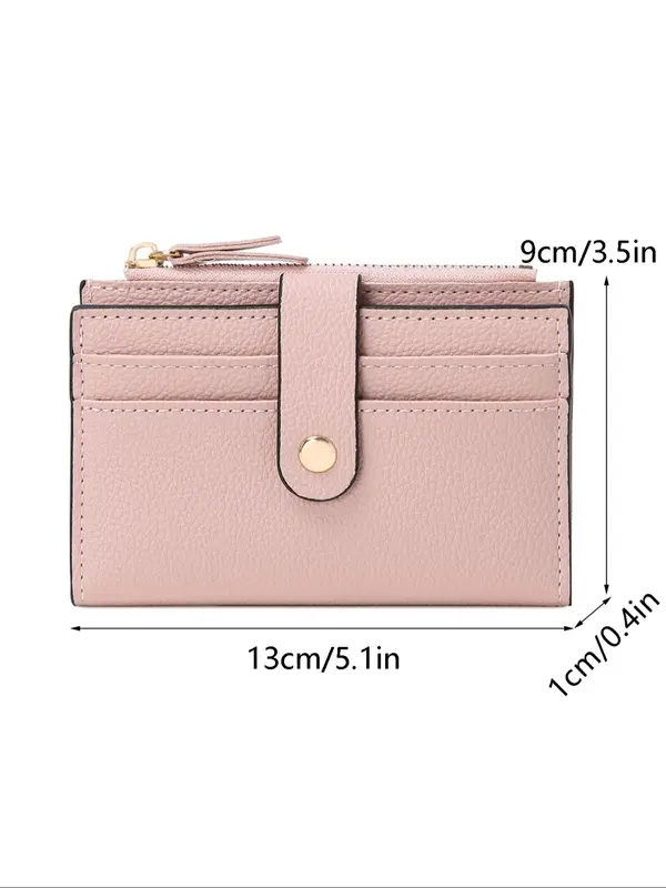 Women's Simple Plain Color Zipper Coin Purse, Casual Versatile Small Pu Card Holder, Simple All-match Purse for Daily Used 1