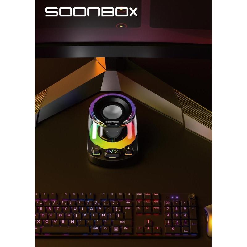 SOONBOX S301 Mini Speaker Bluetooth Portable 5.3 Wireless 10W Bass HifI 360 Sound + LED Light Mechanical Button 3
