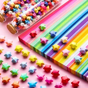 540PCS Kertas Origami Bintang Warna Warni Origami Star Paper Strip Quilling Paper Gradient Color ATK3019