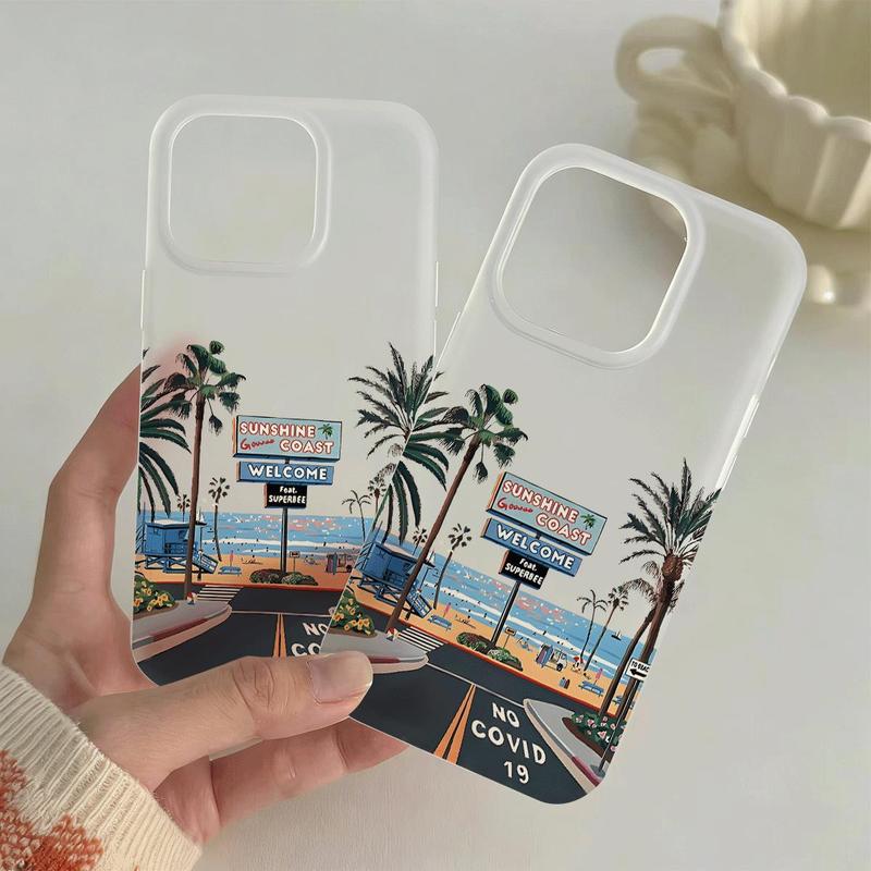 Bãi biển Coconut Tree Highway cho iPhone17 16 15 trường hợp iPhone14 16 12pro phim hoạt hình dễ thương xr chống sốc mới iPhone17pro