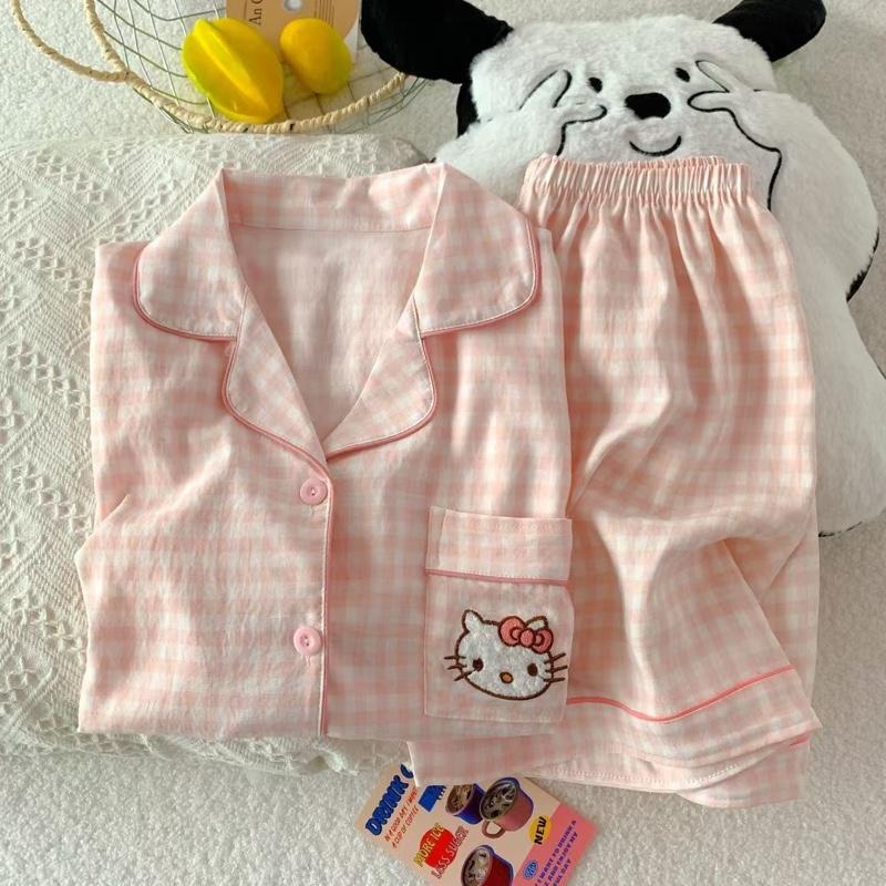 Product Introduction of Bộ Pijama Ngắn Tay Chất Cotton Sữa Mềm Mịn Hàng Quảng Châu - Quần Ngủ, Pijama, Nữ, Women 12