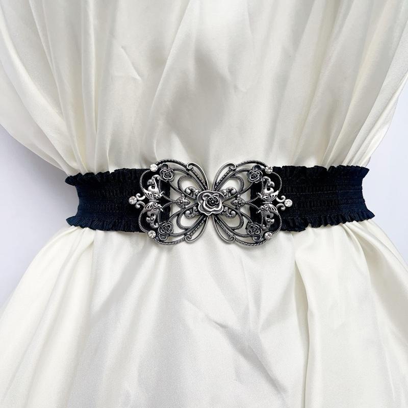Đai Váy Thun Thắt lưng váy 4cm Hoa Văn Đen Kiểu Khoá Cài Độc Đáo Phù Hợp Với Váy Thanh Lịch & Nữ Tính BeltVayThatLungXich