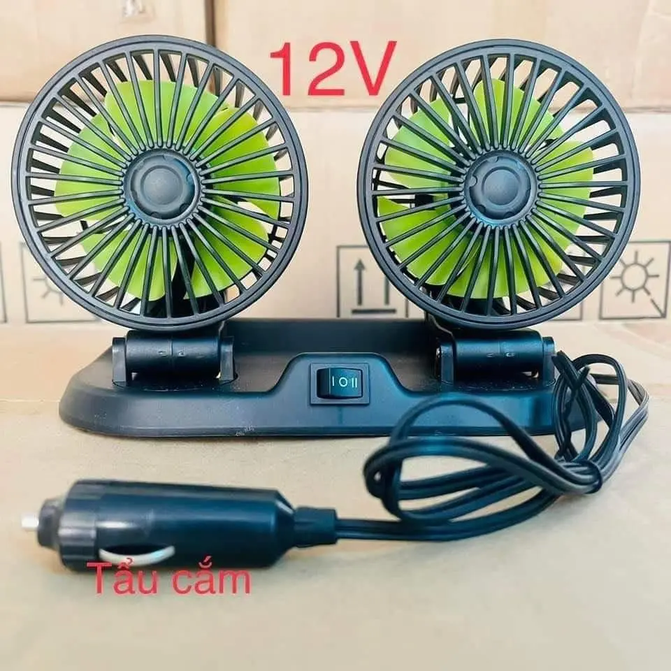 Quạt Đôi Xoay 360 Độ Giá Rẻ, Gió Mạnh Dành Cho Các Loại Xe Ô Tô, Xe Tải, Quạt USB 5V - 12v - 24V
