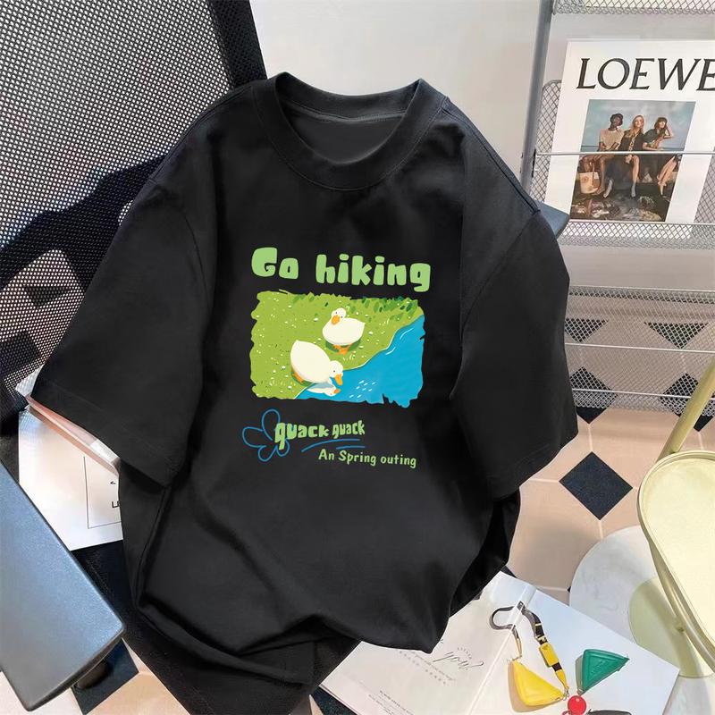 Product Introduction of Limited-Time Discount Youth Summer Short-Sleeved T-shirt Cartoon Print Half Sleeve Shirt Loose All-Matching round Neck T-shirt Clothing Women's Clothing 11