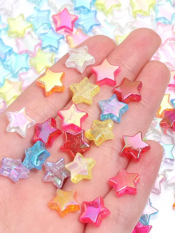 Star Shaped Beads, 100pcs Colorful Beads for Diy Necklace Bracelet, Fashion Accessories for Women & Girls, Trendy All-match & Exquisite Diy Jewelry for Birthday Gift 5