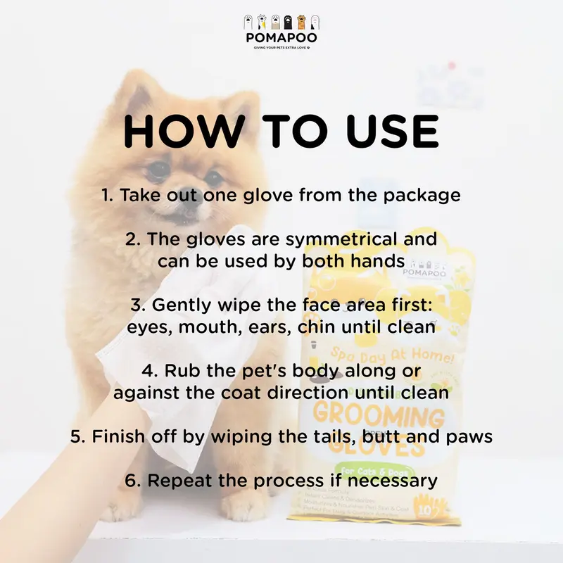 Pomapoo - Sarung Tangan Mandi Kucing dan Anjing Tanpa Air Pet Grooming Gloves 3
