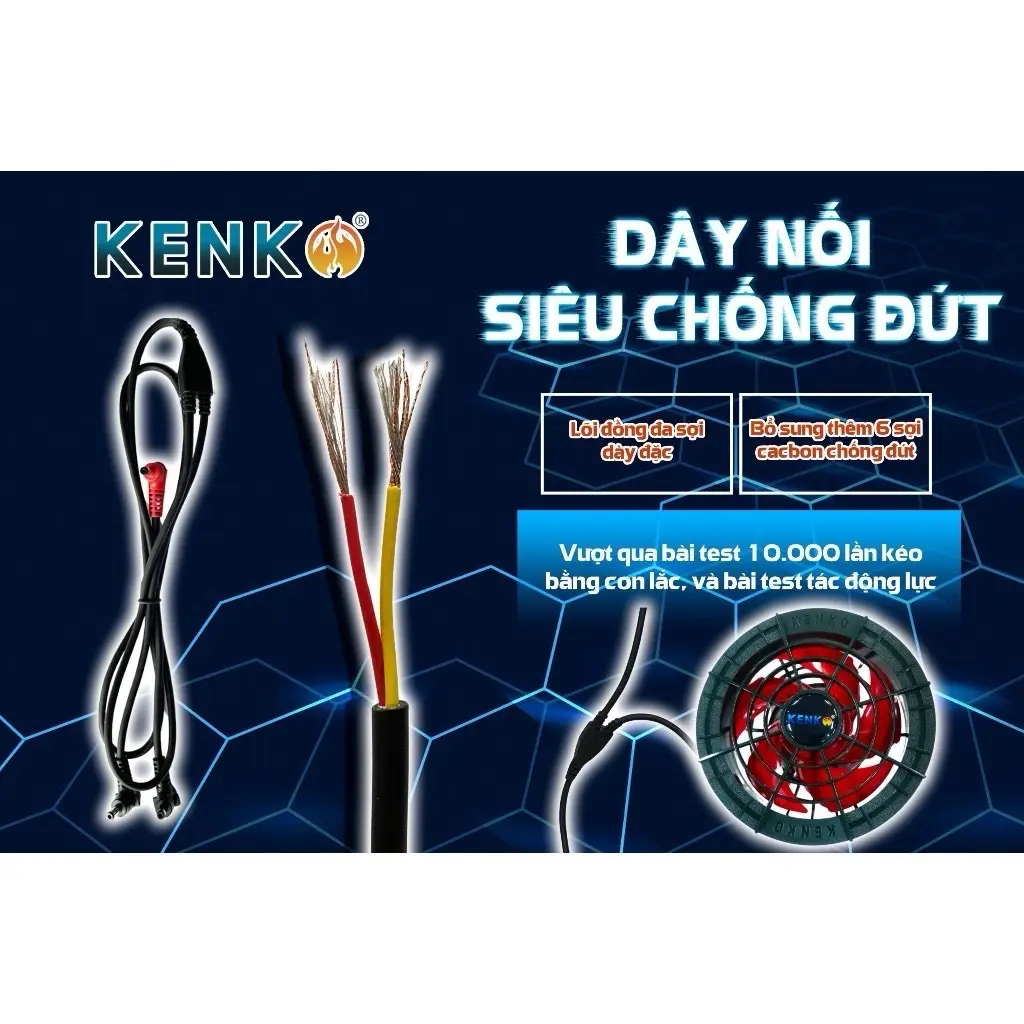 Dây cáp áo quạt điều hòa KENKO chống đứt ngầm siêu bền, dây nối quạt và pin
