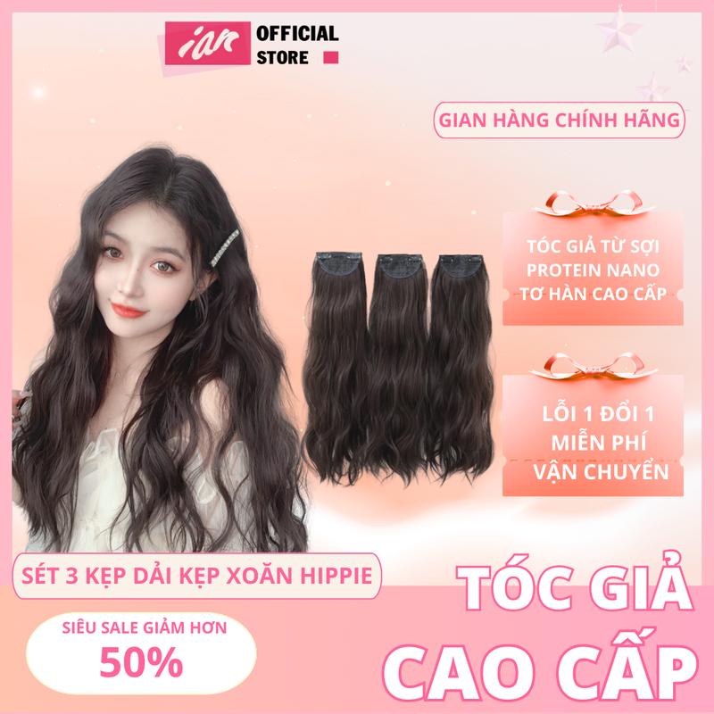 Tóc kẹp phím 3 sét xoăn sóng nước- Tóc giả kẹp phím- Kẹp phồng chân tóc Women