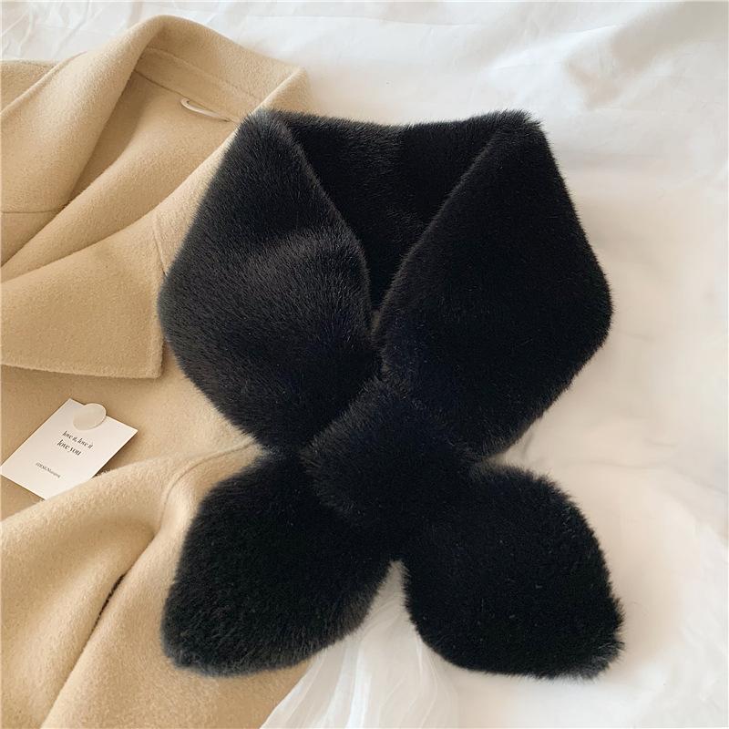 Product Introduction of Winter Plush Scarf for Women Soft Warm Thicken Neckerchief Solid Color Female Scarves 6