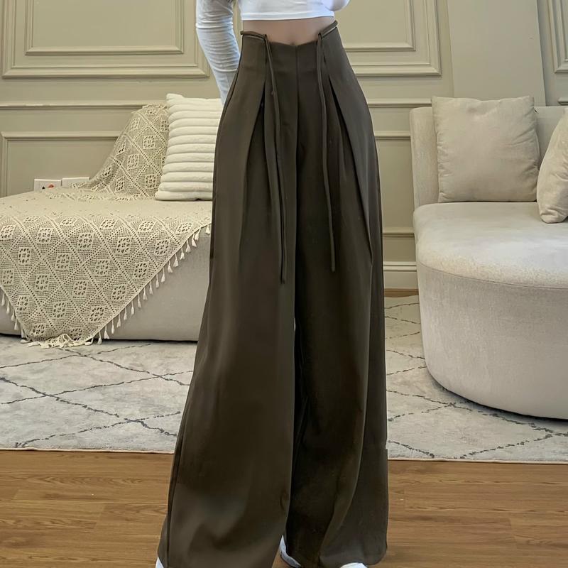 Quần suông nữ dáng dài ống rộng phối dây buộc cá tính phong cách Trẻ trung - 018 6