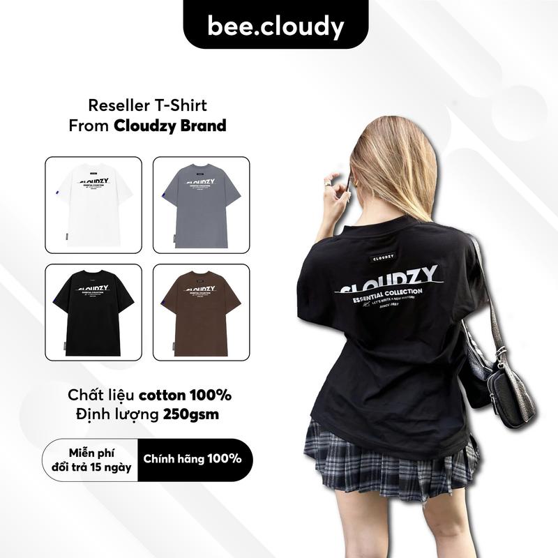 Áo thun nam nữ unisex tay lỡ phông local brand form rộng teen cổ tròn oversize cotton màu đen trắng tee CLOUDZY CROP - Resell By JustBeeYou Menswear Top Voi