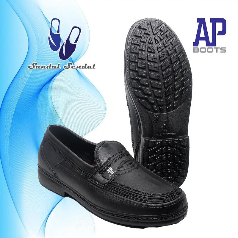 Sepatu pantofel AP Boots AP 977 Hitam - Sepatu Kantor Flat Shoes Pria Kerja 0