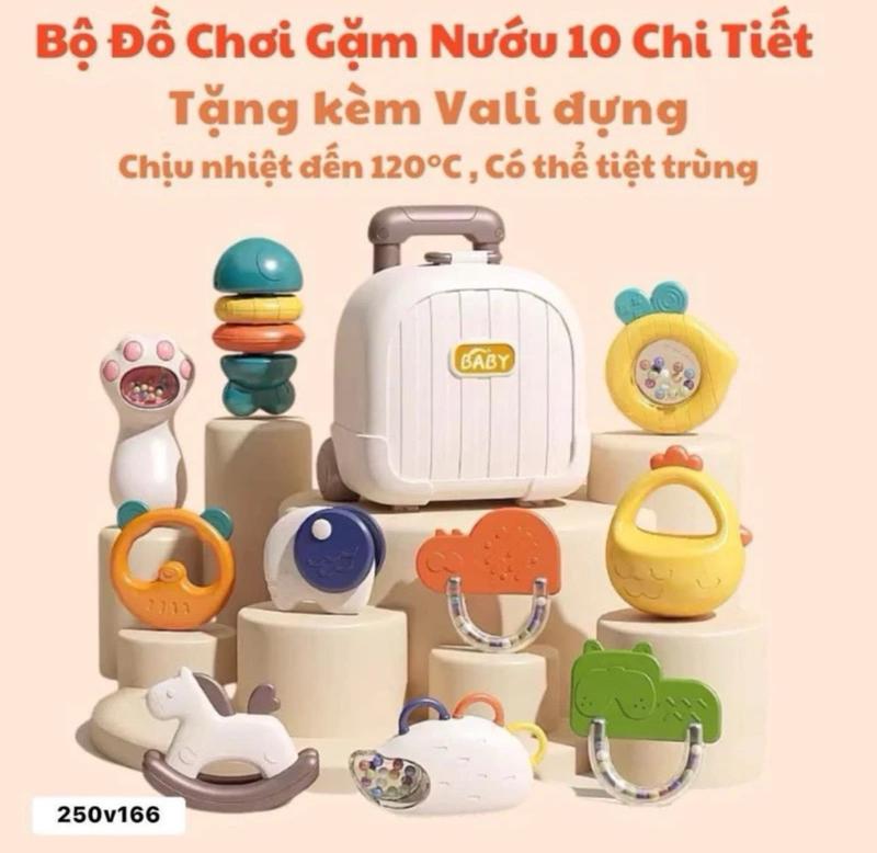 Bộ Vali 10 Chi Tiết Gặm Nướu Lục Lạc Xúc Xắc Cho Bé Đồ Chơi An Toàn Không BPA Tiệt Trùng UV Hơi Nước Ở  Nhiệt Độ Cao xuc  xac chobe toys baby