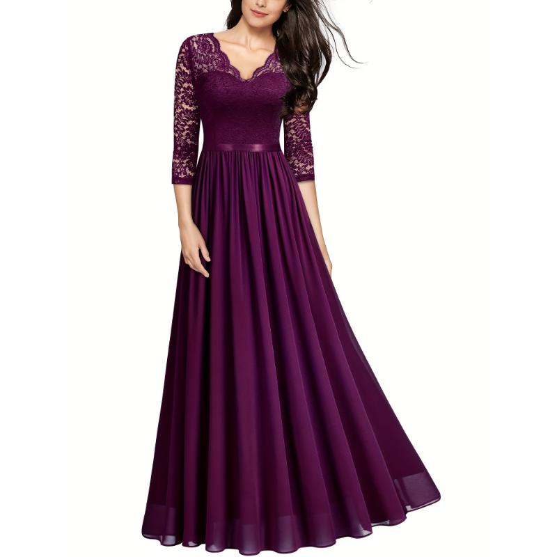 Chiffon Sleeveless Hit Color Round Neck High Waist EveningMaxi Dresses Chiffon Sleeveless Hit Color Round Neck High Waist EveningMaxi Dresses