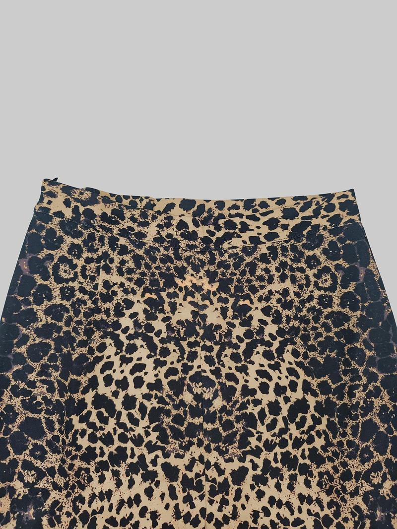 Product Introduction of Women's Leopard Print Contrast Faux Fur Trim Top & Pants Set, Elegant Long Sleeve Round Neck Top & Trousers, Ladies Clothes for All Seasons 7