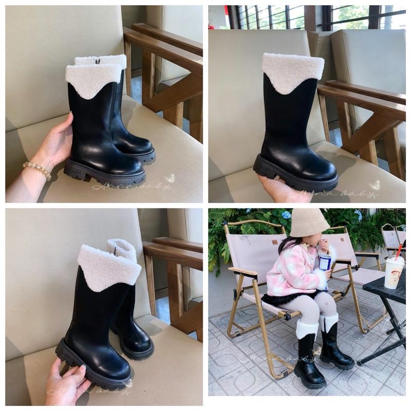 BOOT CỔ LÔNG CÓ NƠ da mềm cho bé gái (mã 168-11)