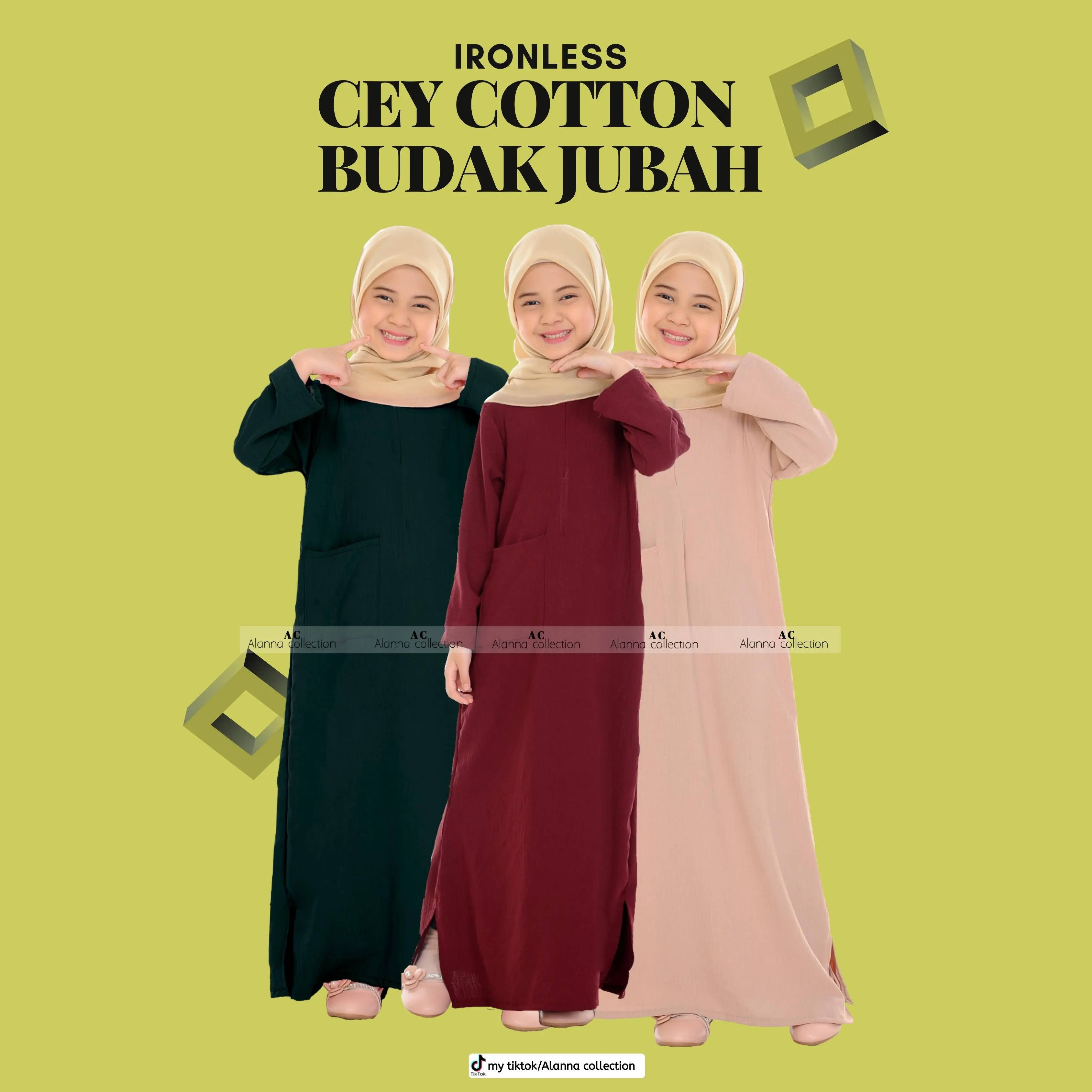 CEY COTTON IRONLESS JUBAH BUDAK WITH FRONT POCKET 2YEARS TO 13YEAR Clothing Costume